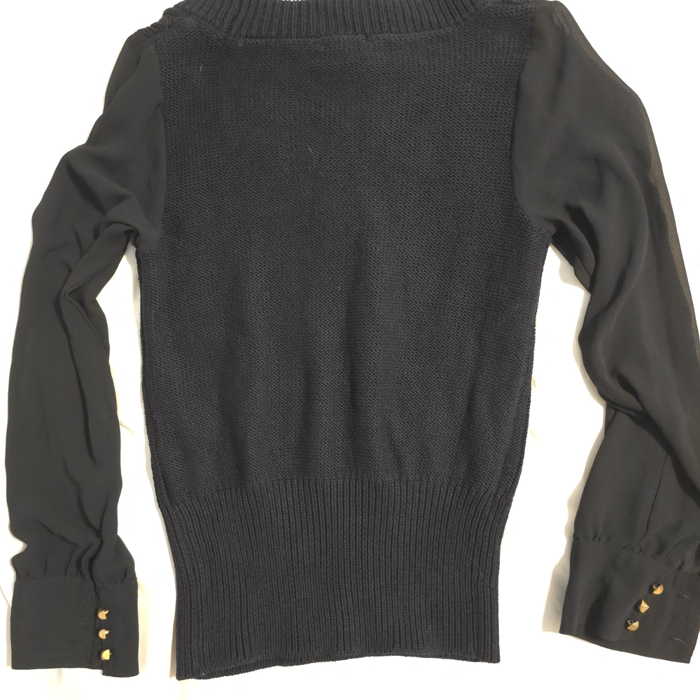 XOXO Black Sweater with Sheer Sleeves - Picture 3 of 3